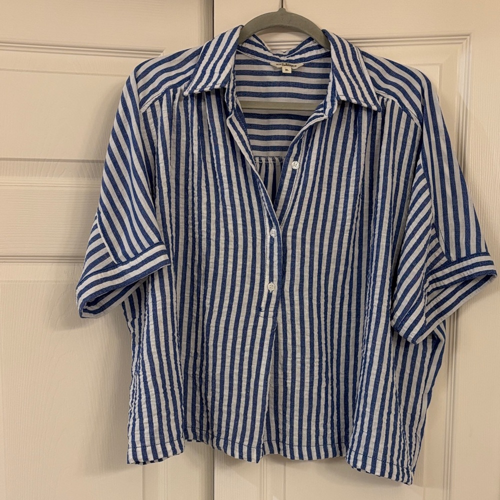 Max Studio Blue and White Striped Women’s Shirt